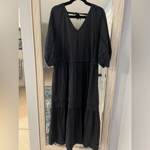 Fabulous navy blue eyelet maxi dress by Wrap London.